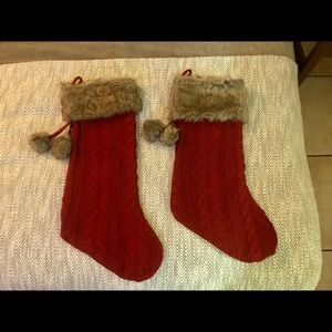 Pair of Red Knit Stockings